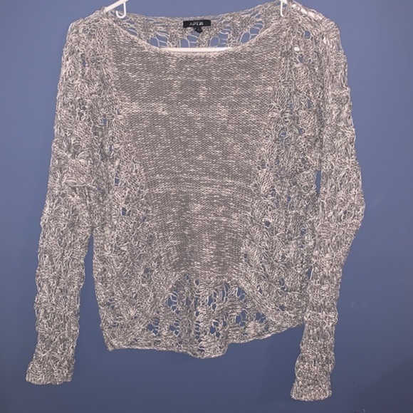 Apt. 9 Sweaters - Apt 9, gray and white mesh sweater size M